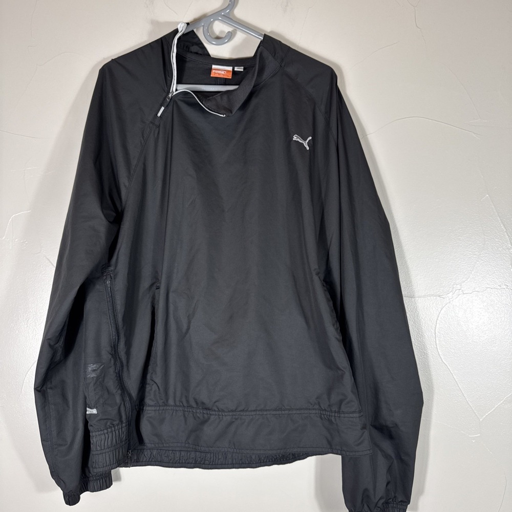 Puma Jacket Mens L Black Lightweight Pullover Windbreaker Jacket Size Zip